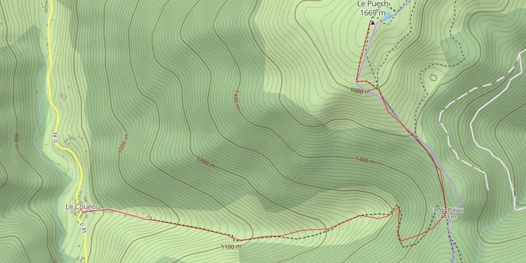 Carte de l'itinéraire :  Le Puech