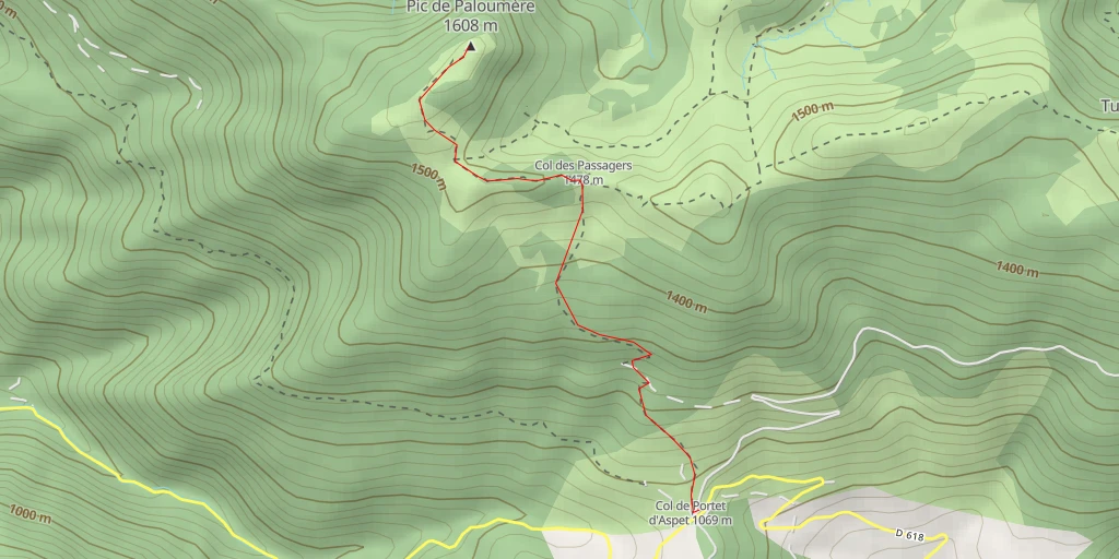 Carte de l'itinéraire :  Pic de Paloumère