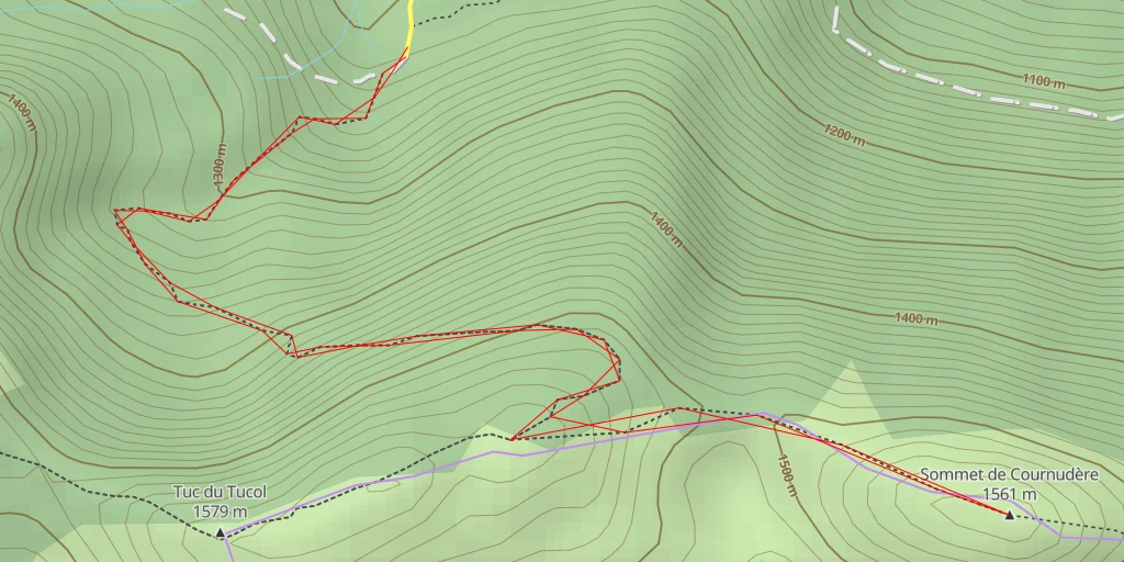 Carte de l'itinéraire :  Sommet de Cournudère