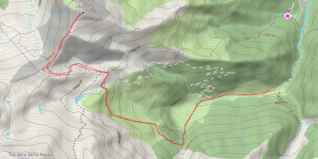 Carte de l'itinéraire :  Pic de l'Har