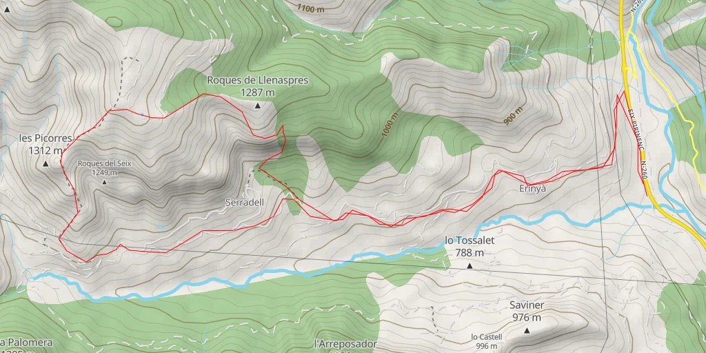 Carte de l'itinéraire :  les Picorres