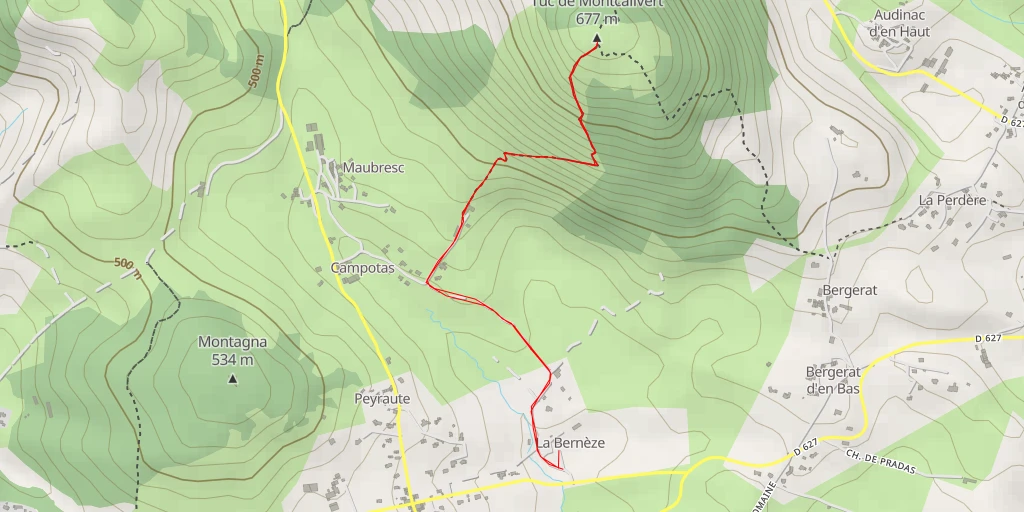 Carte de l'itinéraire :  Tuc de Montcalivert