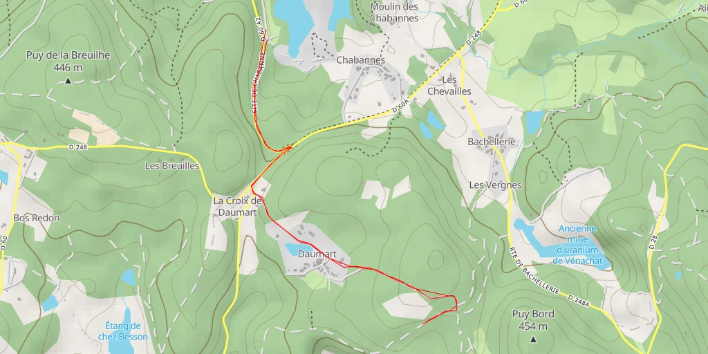 Map of the trail for AI - Roche de la Muette - Compreignac