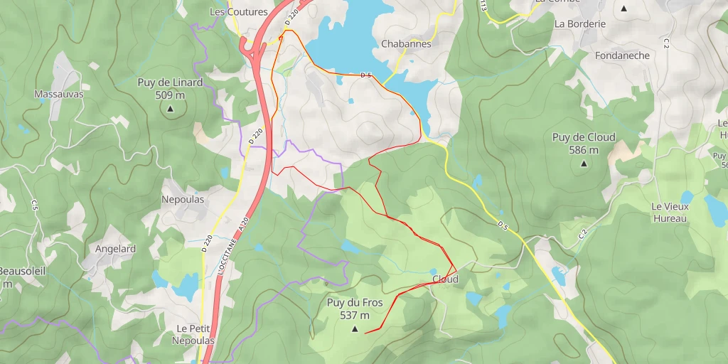 Map of the trail for AI - Puy du Fros