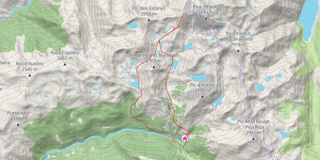 Carte de l'itinéraire :  Pic de Sotllo