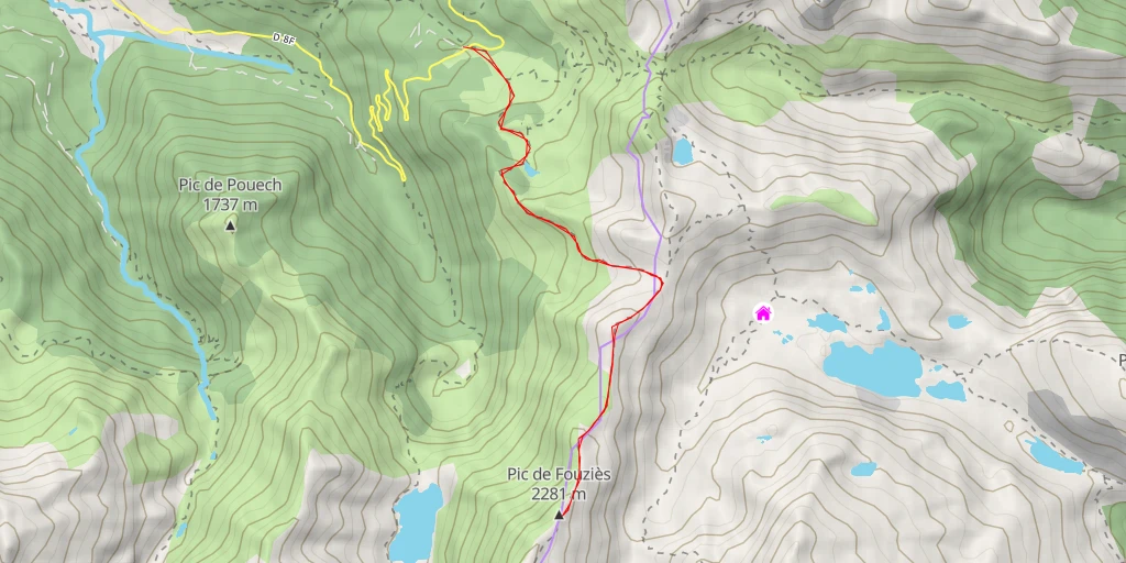 Carte de l'itinéraire :  Pic de Fouziès