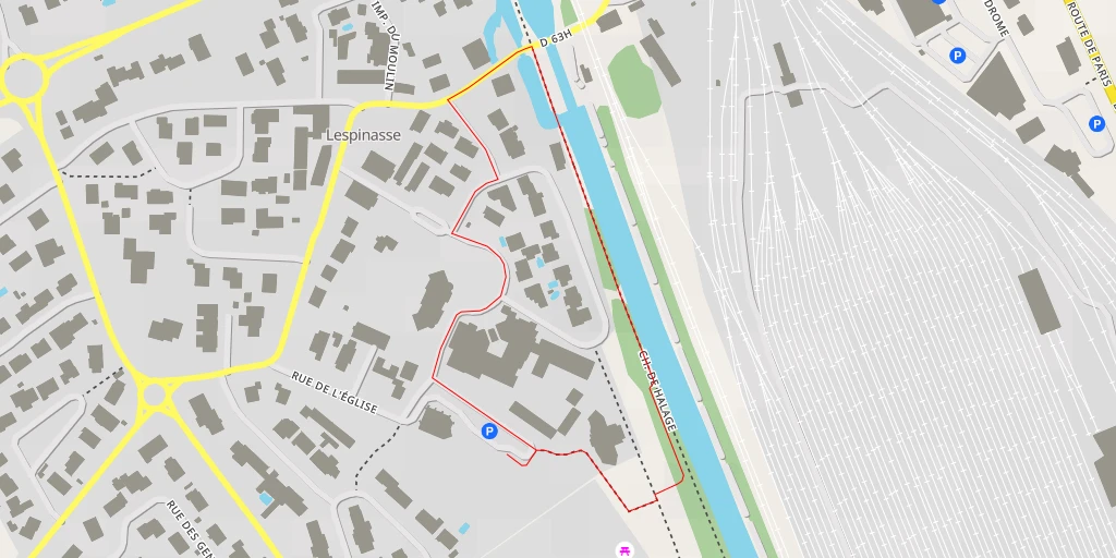 Carte de l'itinéraire :  Chemin de Halage - Chemin de Halage