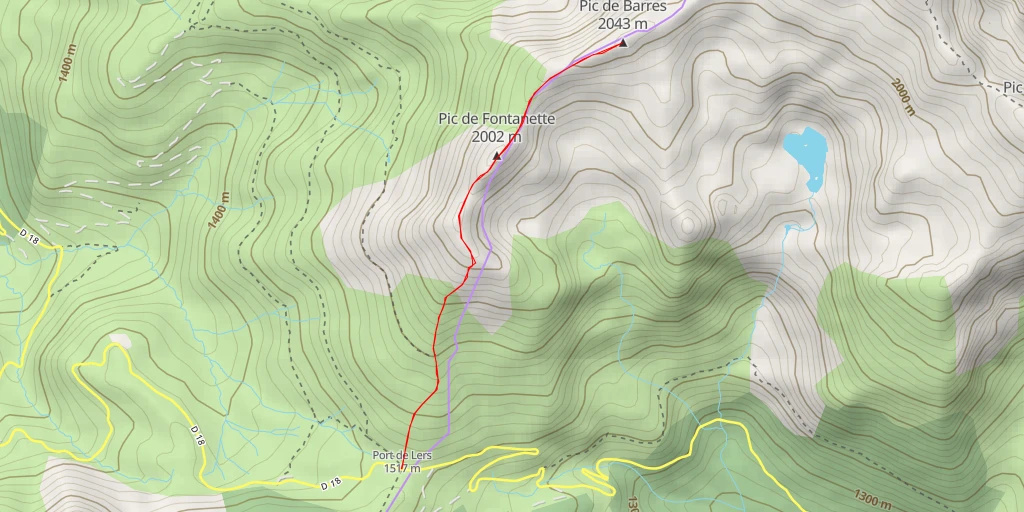 Carte de l'itinéraire :  Pic de Barres