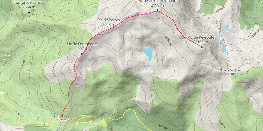 Carte de l'itinéraire :  Pic de Peyroutet