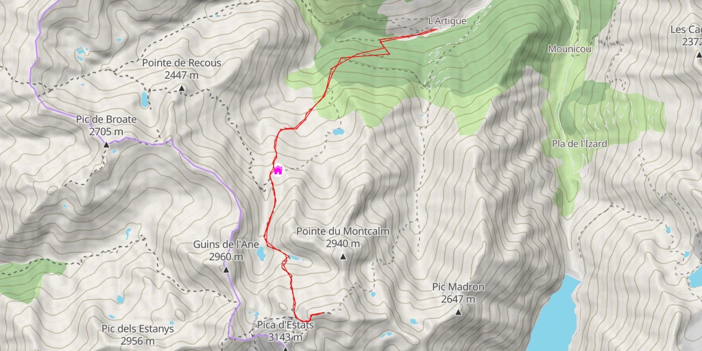 Carte de l'itinéraire :  Cresta de la Pica d'Estats