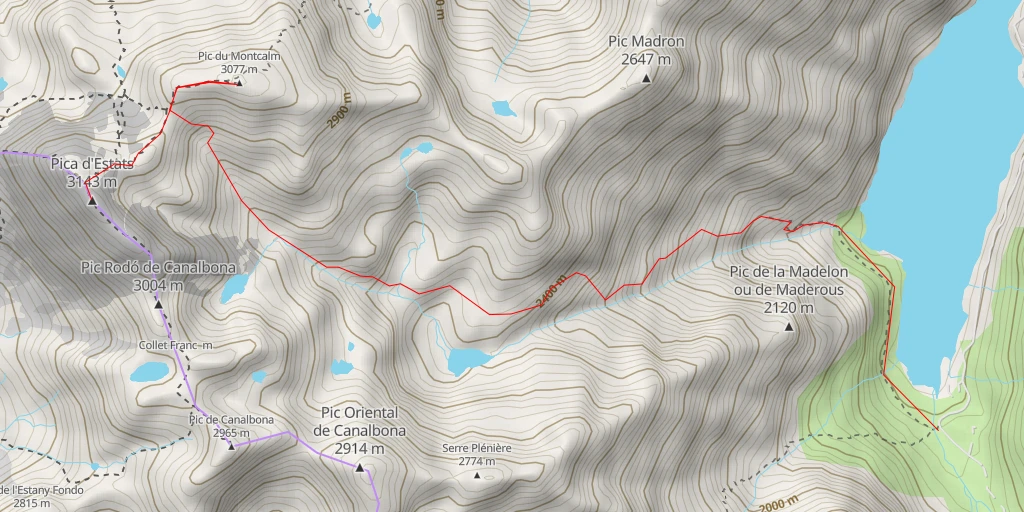 Map of the trail for Pique d'Estats Par le Riufret depuis Soulcem