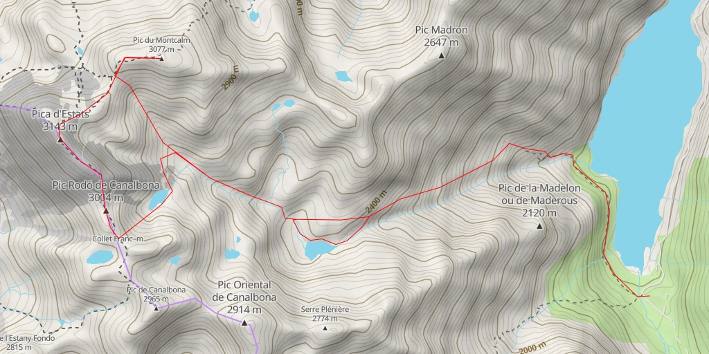 Map of the trail for Pique d'Estats Crête SE (Pointe Gabarró) depuis Soulcem