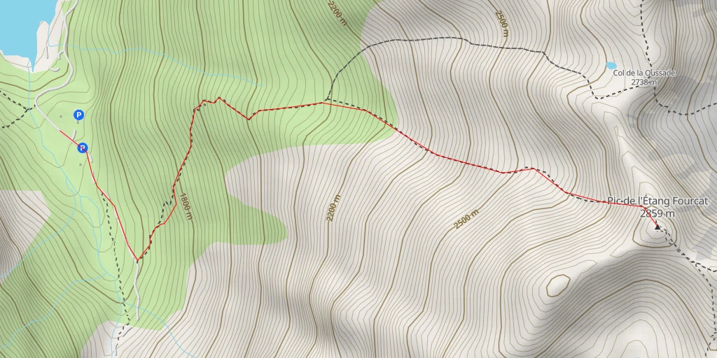 Carte de l'itinéraire :  Pic de l'Étang Fourcat