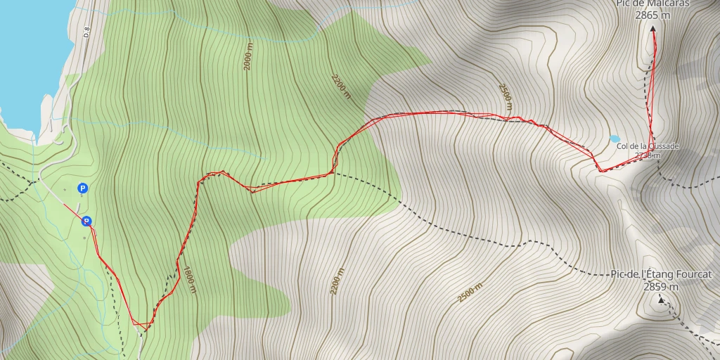 Carte de l'itinéraire :  Pic de Malcaras