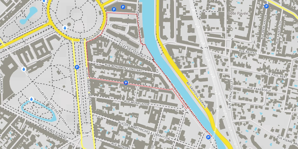 Carte de l'itinéraire :  Boulevard Griffoul-Dorval - Toulouse