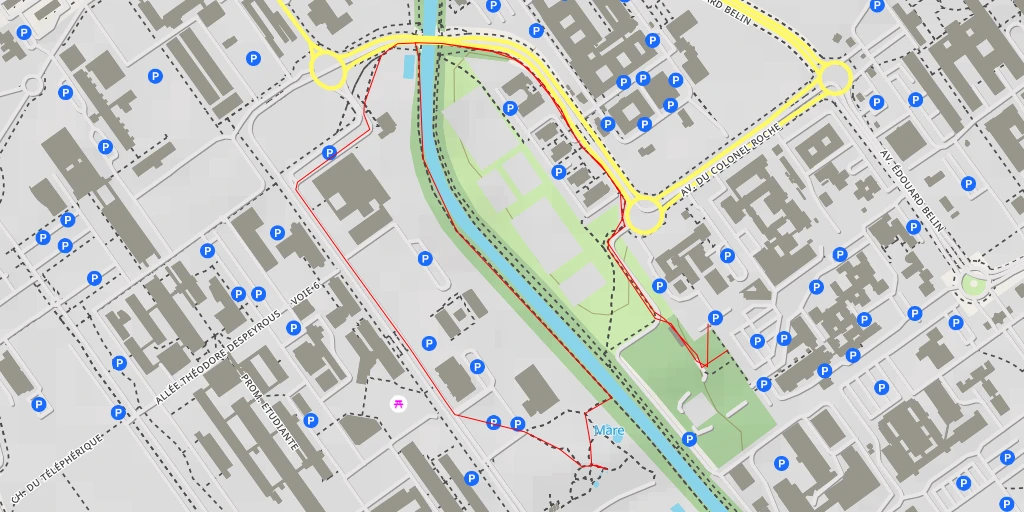 Carte de l'itinéraire :  La Mare - Cours Rosalind Franklin - Toulouse