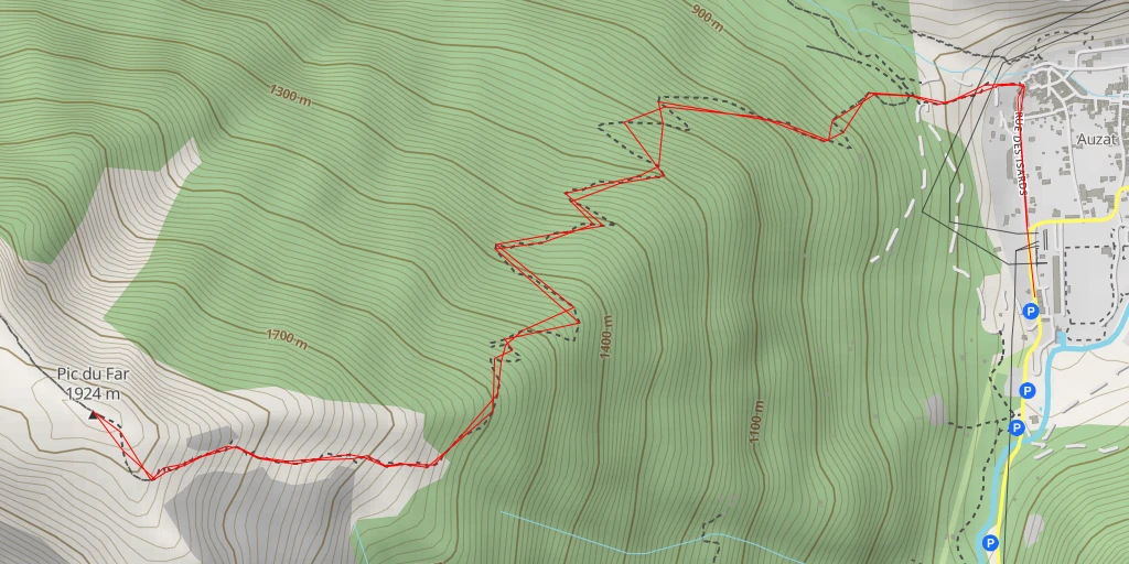 Carte de l'itinéraire :  Pic du Far