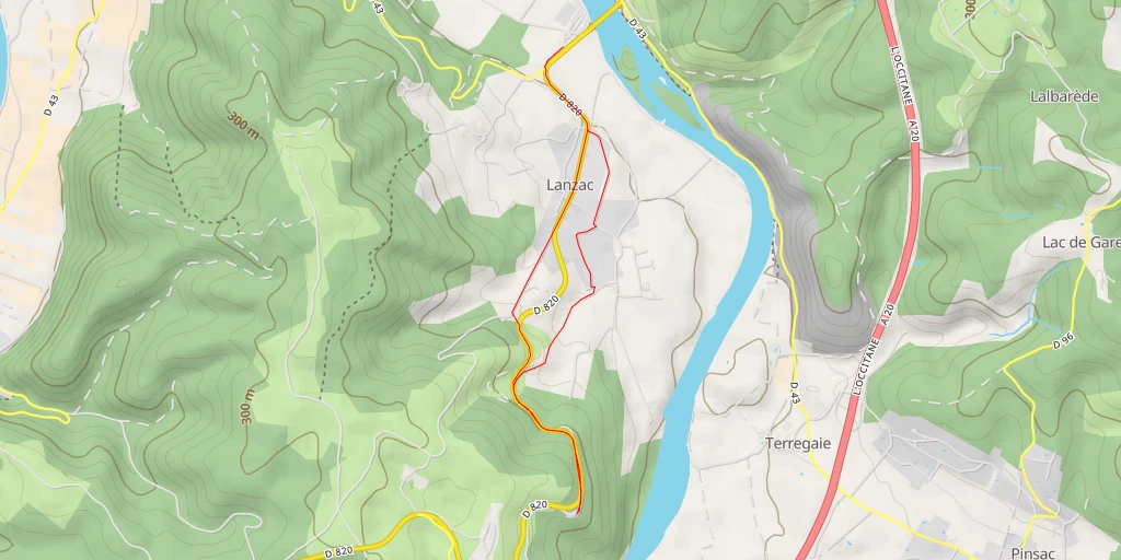 Map of the trail for AI - Aire du Belvédère - Lanzac