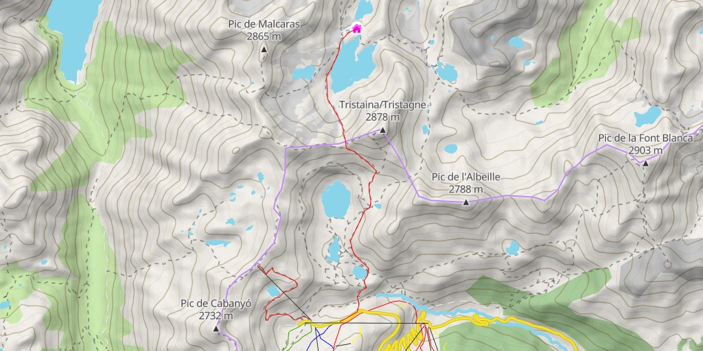 Carte de l'itinéraire :  Refuge de l'Étang Fourcat - Paserelle