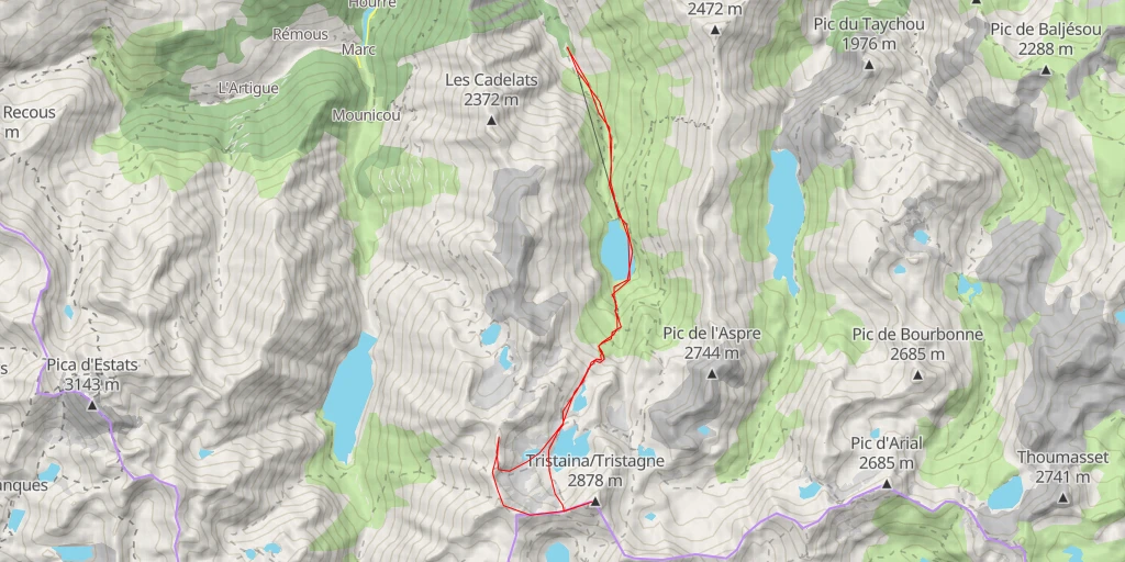 Map of the trail for  Boucle Tristagne - Fourcat - Malcaras (depuis Pradières)