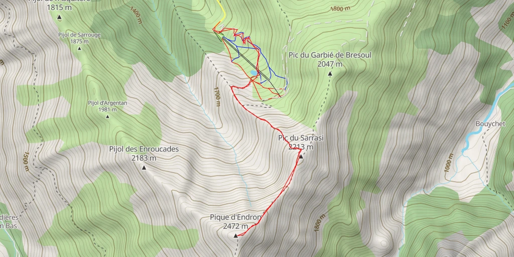 Carte de l'itinéraire :  Pique d'Endron