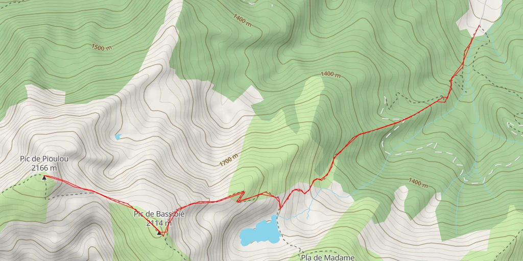 Carte de l'itinéraire :  Pic de Pioulou