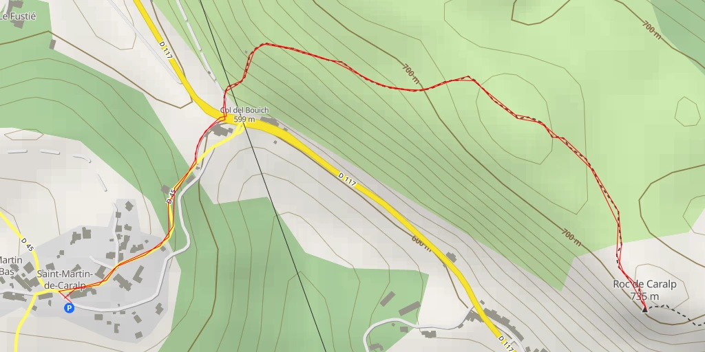 Carte de l'itinéraire :  Roc de Caralp