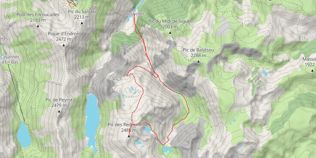 Carte de l'itinéraire :  Pic des Redouneilles