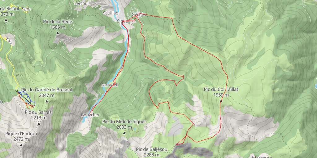 Carte de l'itinéraire :  Cap de la Serre de Font Cendrasse