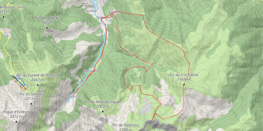 Carte de l'itinéraire :  Cap de la Serre de Font Cendrasse