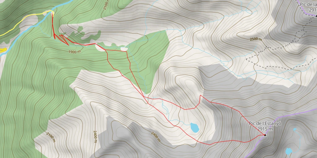 Map of the trail for Pic de l'Estanyó par le vall de Sorteny