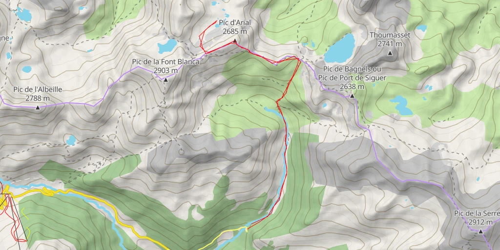 Carte de l'itinéraire :  Cabane de Llassies - Pont de Gespedière