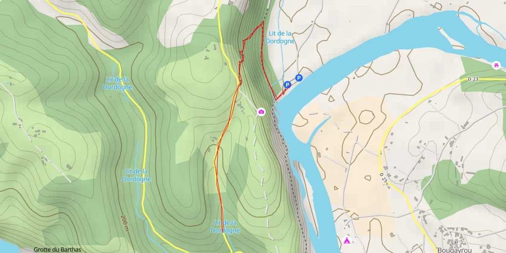 Carte de l'itinéraire :  Lit de la Dordogne