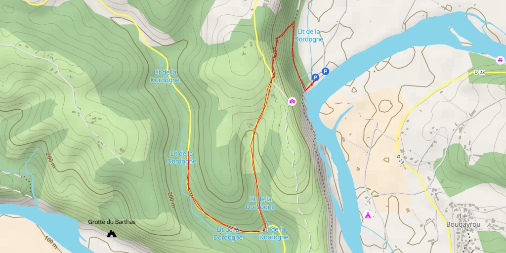 Carte de l'itinéraire :  Lit de la Dordogne