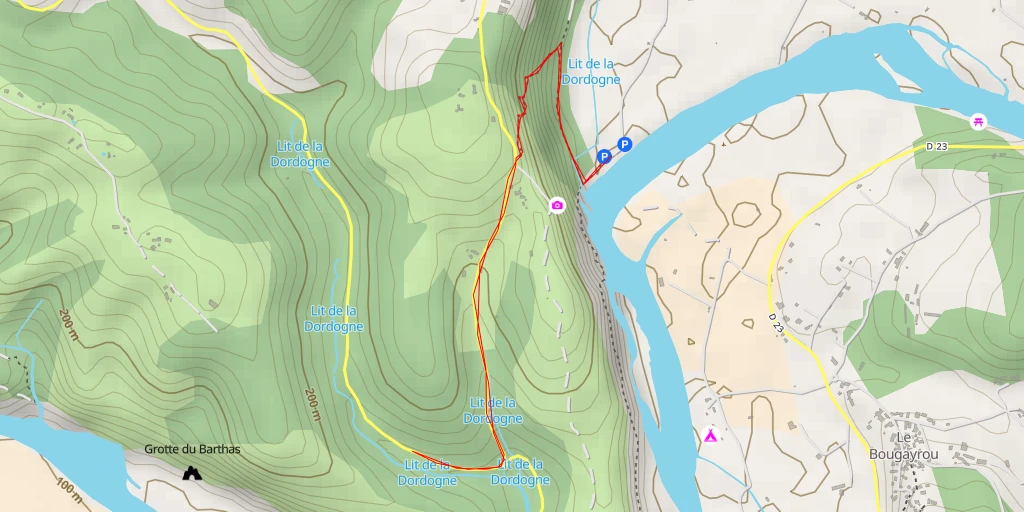 Carte de l'itinéraire :  Lit de la Dordogne