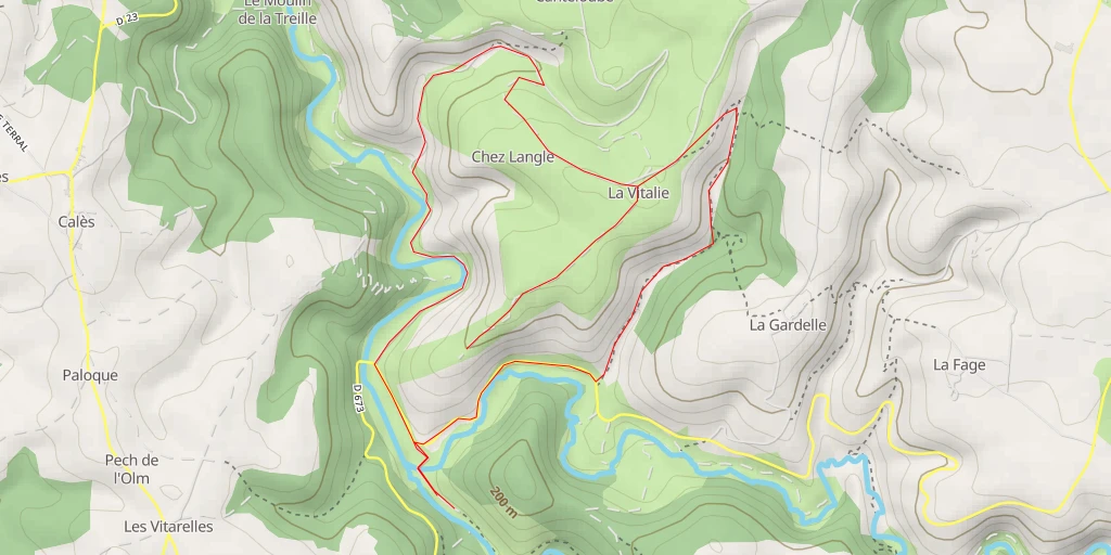 Carte de l'itinéraire :  Route de Calès