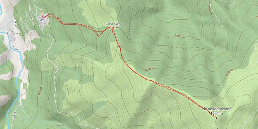 Carte de l'itinéraire :  Pla de Montcamp