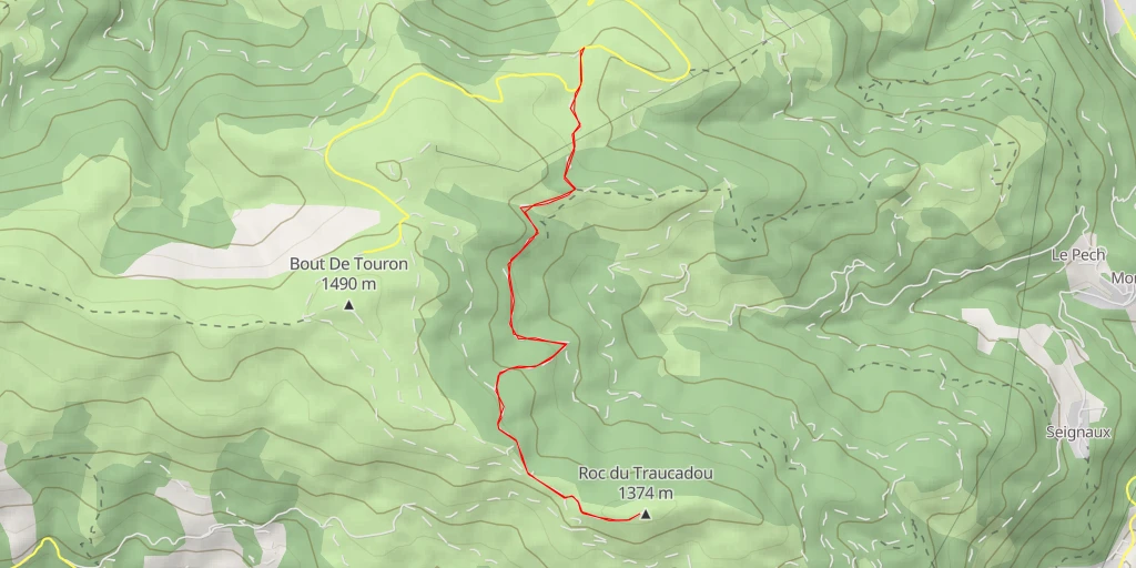 Carte de l'itinéraire :  Roc du Traucadou