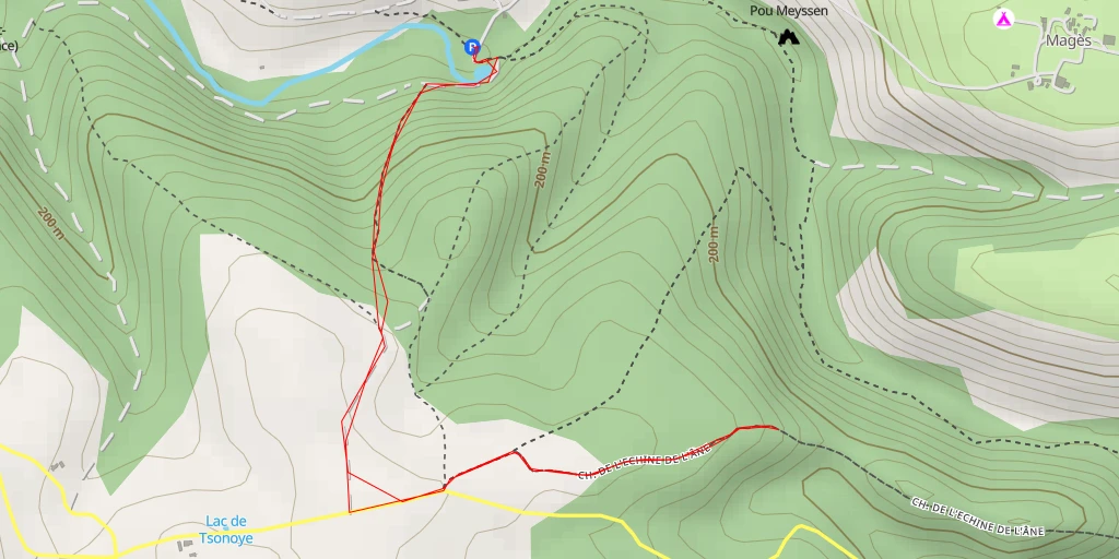 Map of the trail for AI - Chemin de l'Echine de l'Âne - Couzou