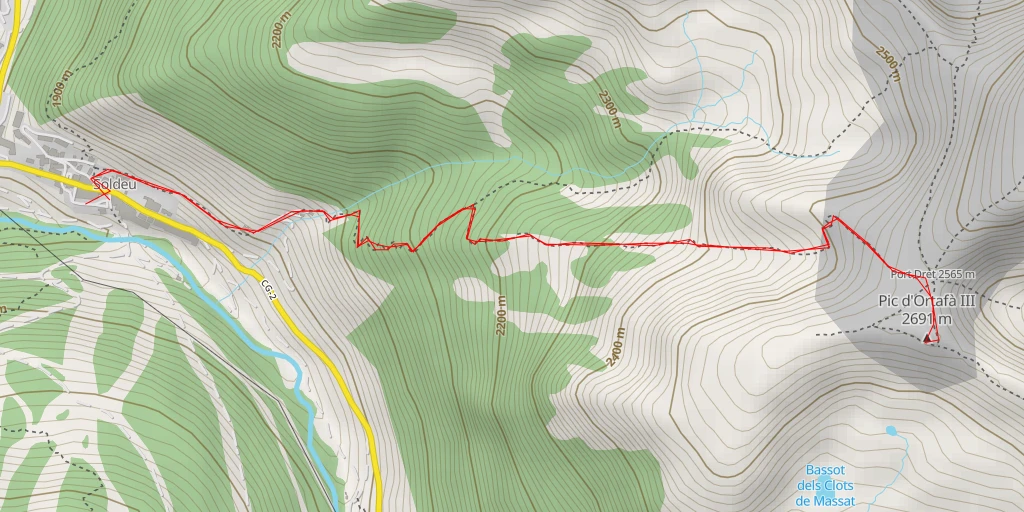 Carte de l'itinéraire :  Pic d'Ortafà III