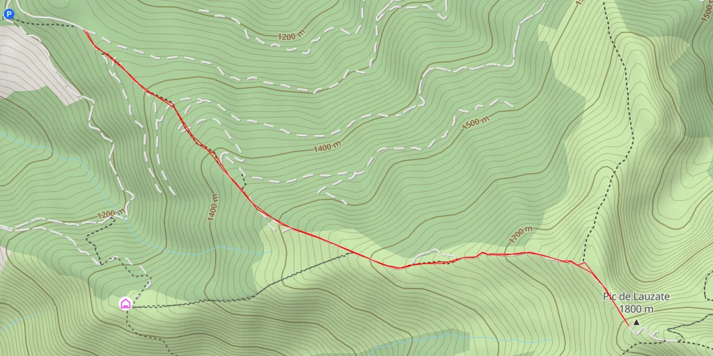 Carte de l'itinéraire :  Pic de Lauzate