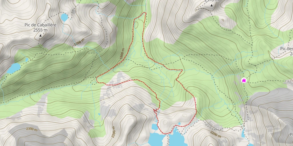 Carte de l'itinéraire :  Bivouac possible - Pic de Rulhe Voie Normale