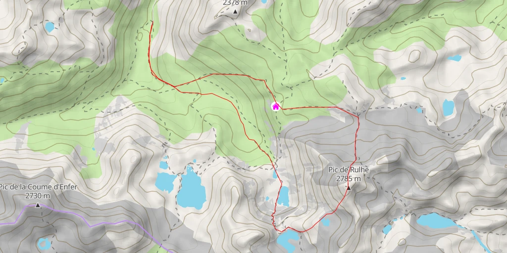 Carte de l'itinéraire :  Pic de Rulhe