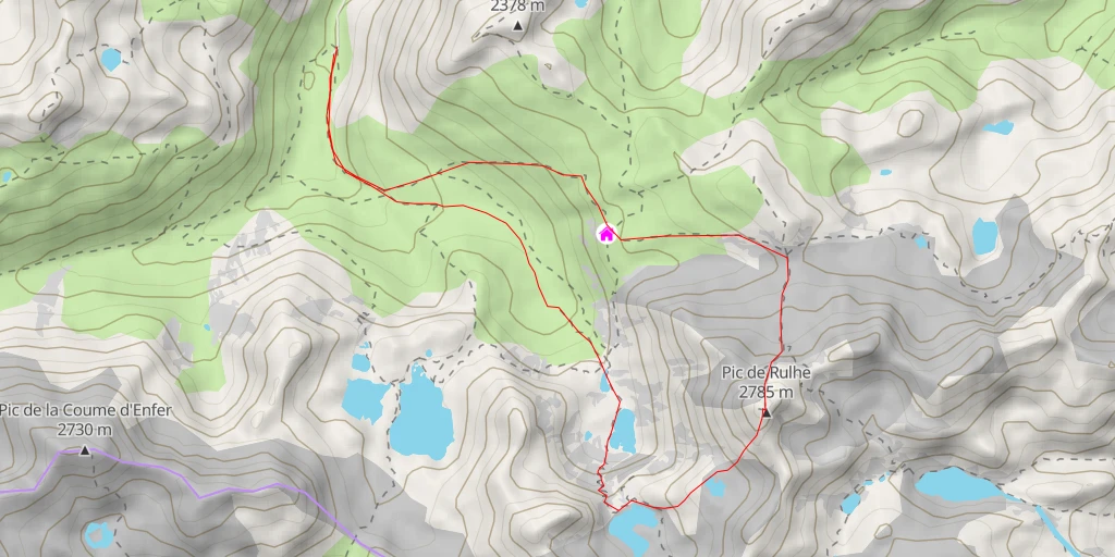 Carte de l'itinéraire :  Pic de Rulhe Voie Normale - Pic de Rulhe Voie Normale