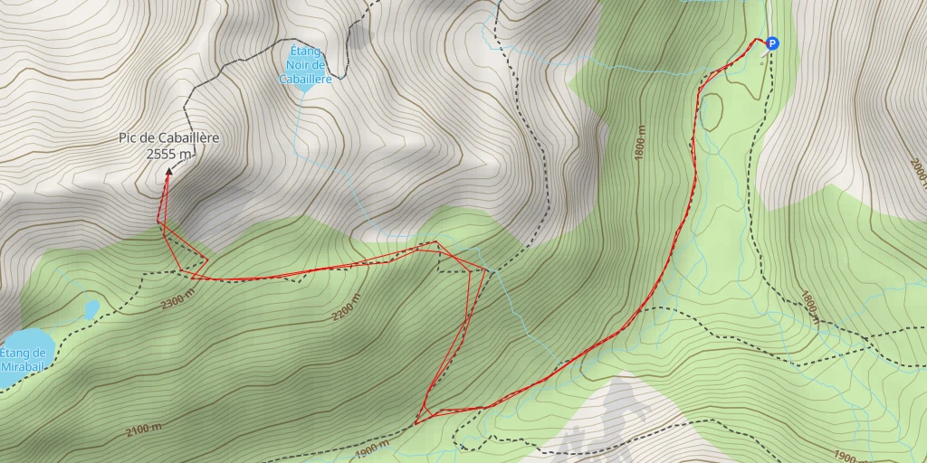 Carte de l'itinéraire :  Pic de Cabaillère