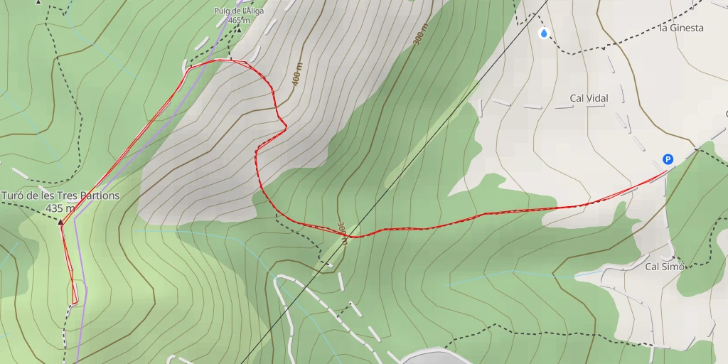 Map of the trail for Camí vell de Canyelles