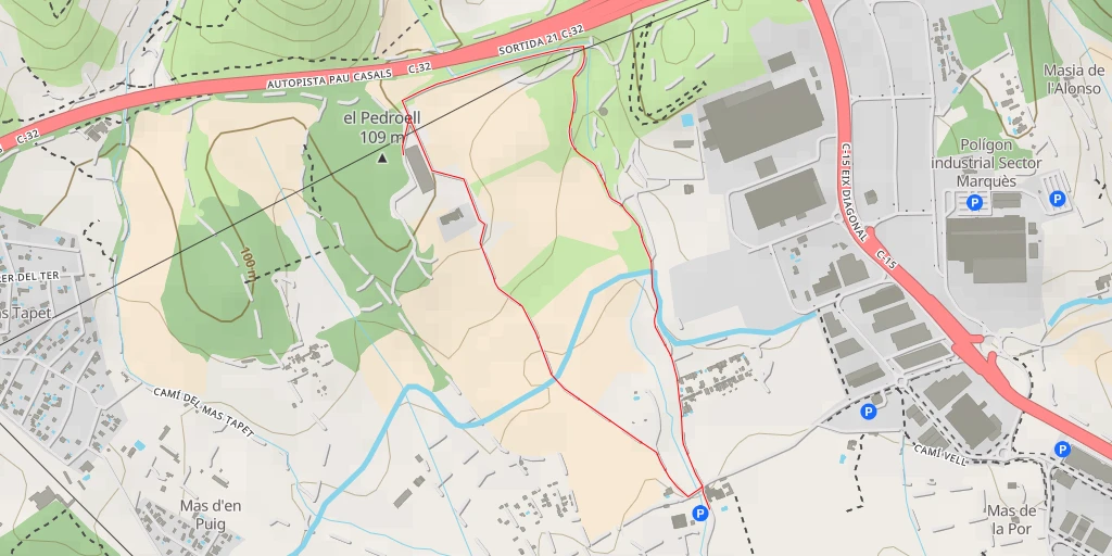 Map of the trail for el Pedroell