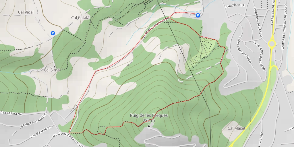 Map of the trail for Puig de les Forques