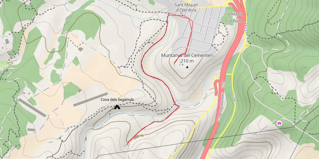 Carte de l'itinéraire :  Font de Fontanilles - Carretera del Castell d'Olèrdola - Olèrdola