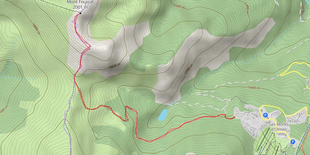 Carte de l'itinéraire :  Mont Fourcat